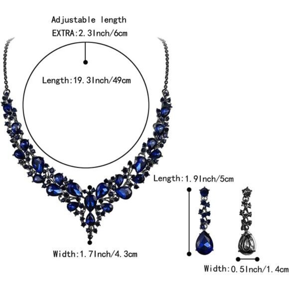 Women's Wedding Bridal Austrian Crystal Teardrop Cluster Statement - Picture 6 of 7